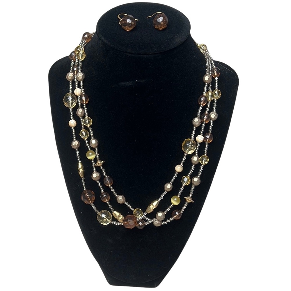 (NIB) BRAND NEW IN BOX — Y2K Brown & Gold Necklace & Earrings Set